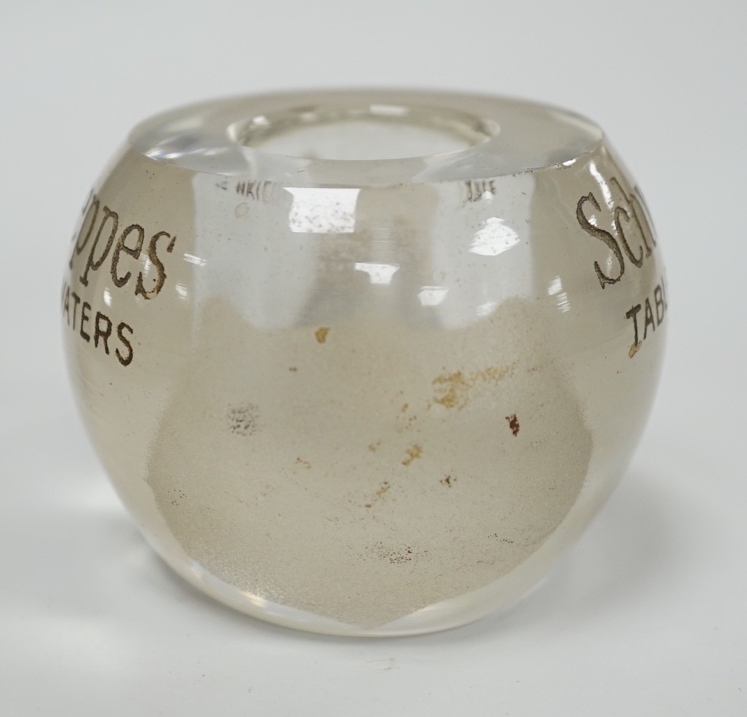A Schweppes glass table matchstrike, 6cm